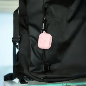 Silikonowe etui z karabińczykiem Bizon Case Headphone Silicone do Apple AirPods 3 jasnoróżowe