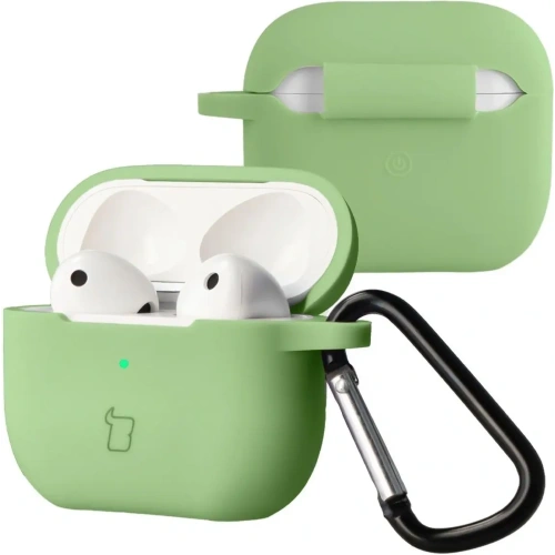 Silikonowe etui z karabińczykiem Bizon Case Headphone Silicone do Apple AirPods 3 jasnozielone