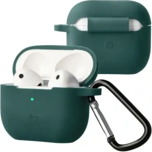 Silikonowe etui z karabińczykiem Bizon Case Headphone Silicone do Apple AirPods 3 ciemnozielone