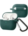 Silikonowe etui z karabińczykiem Bizon Case Headphone Silicone do Apple AirPods 3 ciemnozielone