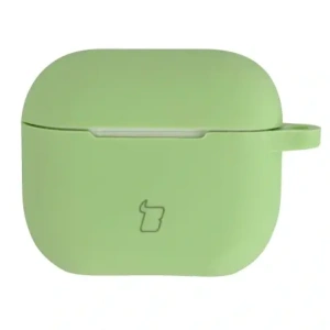 Silikonowe etui z karabińczykiem Bizon Case Headphone Silicone do Apple AirPods 3 jasnozielone