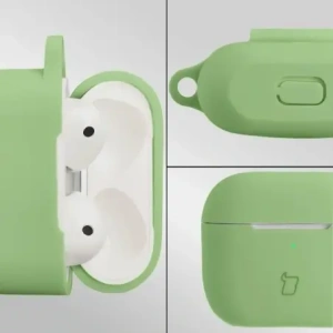 Silikonowe etui z karabińczykiem Bizon Case Headphone Silicone do Apple AirPods 3 jasnozielone