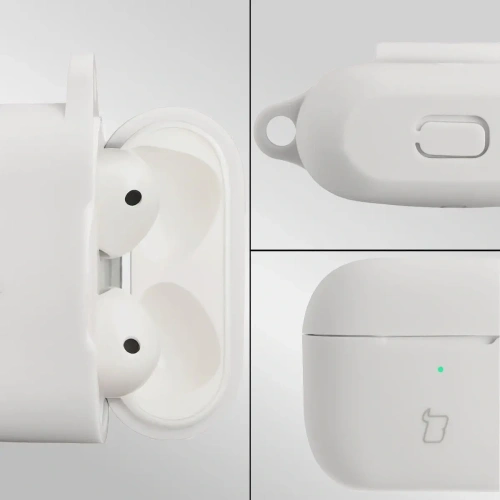 Silikonowe etui z karabińczykiem Bizon Case Headphone Silicone do Apple AirPods 3 białe