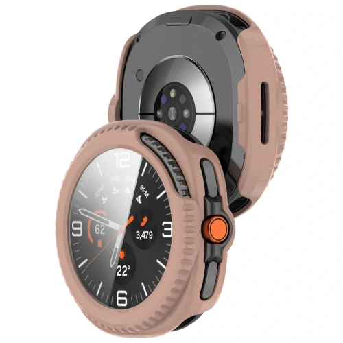 Etui ze szkłem do zegarka Bizon Case+Glass Watch do Samsung Galaxy Watch 8 Classic 46mm różowe