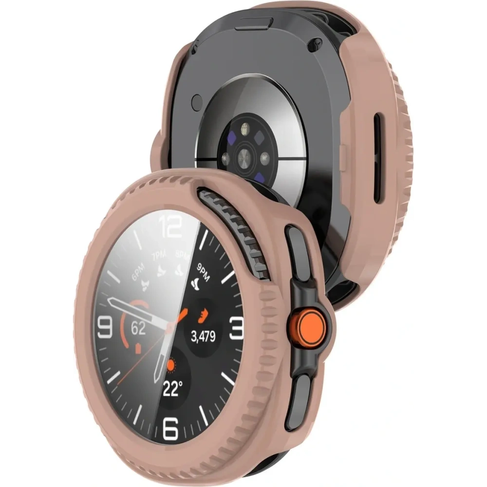 Etui ze szkłem do zegarka Bizon Case+Glass Watch do Samsung Galaxy Watch 8 Classic 46mm różowe
