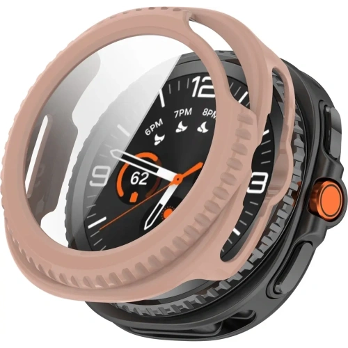 Etui ze szkłem do zegarka Bizon Case+Glass Watch do Samsung Galaxy Watch 8 Classic 46mm różowe