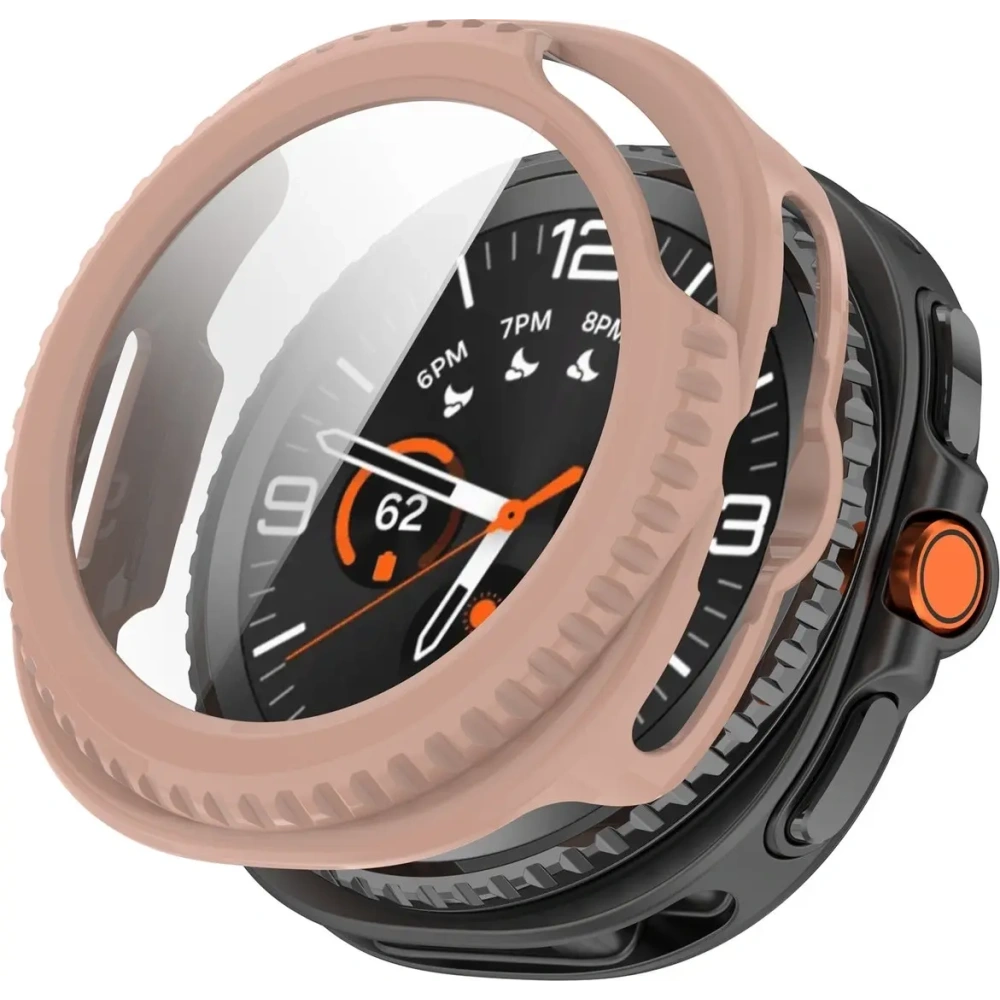 Etui ze szkłem do zegarka Bizon Case+Glass Watch do Samsung Galaxy Watch 8 Classic 46mm różowe