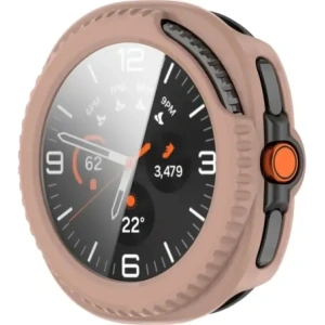Etui ze szkłem do zegarka Bizon Case+Glass Watch do Samsung Galaxy Watch 8 Classic 46mm różowe
