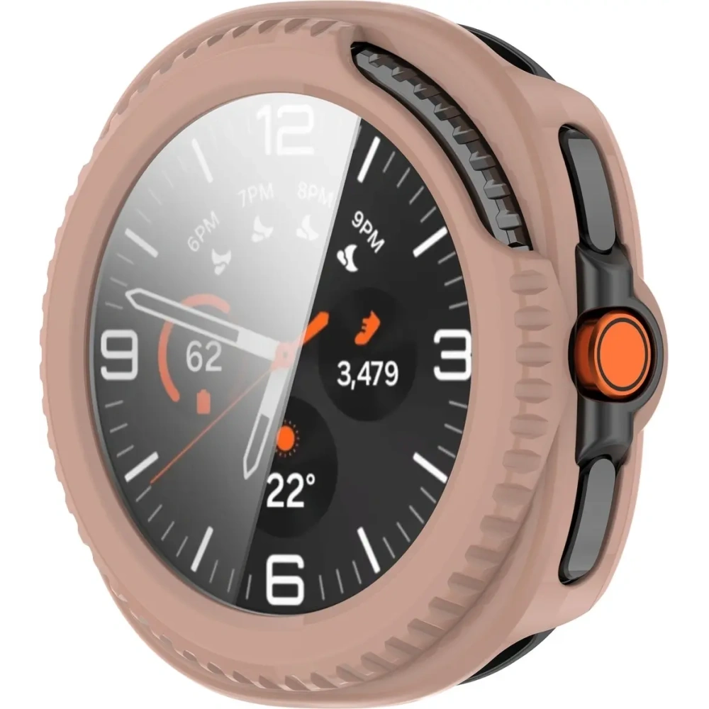 Etui ze szkłem do zegarka Bizon Case+Glass Watch do Samsung Galaxy Watch 8 Classic 46mm różowe