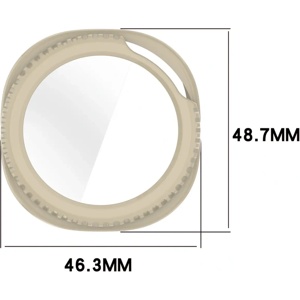 Etui ze szkłem do zegarka Bizon Case+Glass Watch do Samsung Galaxy Watch 8 Classic 46mm beżowe