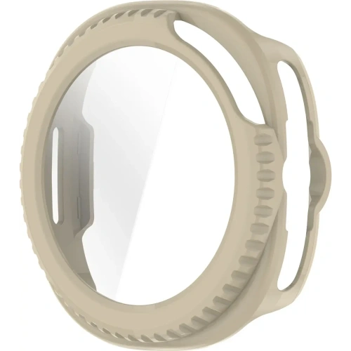 Etui ze szkłem do zegarka Bizon Case+Glass Watch do Samsung Galaxy Watch 8 Classic 46mm beżowe