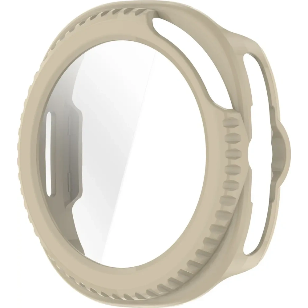 Etui ze szkłem do zegarka Bizon Case+Glass Watch do Samsung Galaxy Watch 8 Classic 46mm beżowe