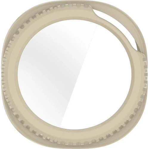 Etui ze szkłem do zegarka Bizon Case+Glass Watch do Samsung Galaxy Watch 8 Classic 46mm beżowe