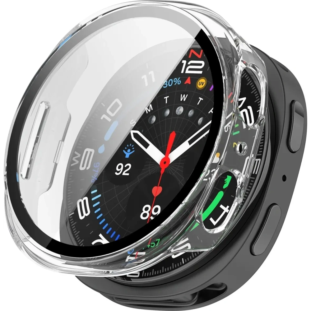 Etui ze szkłem do zegarka Bizon Case+Glass Watch do Samsung Galaxy Watch 8 40mm przeźroczyste