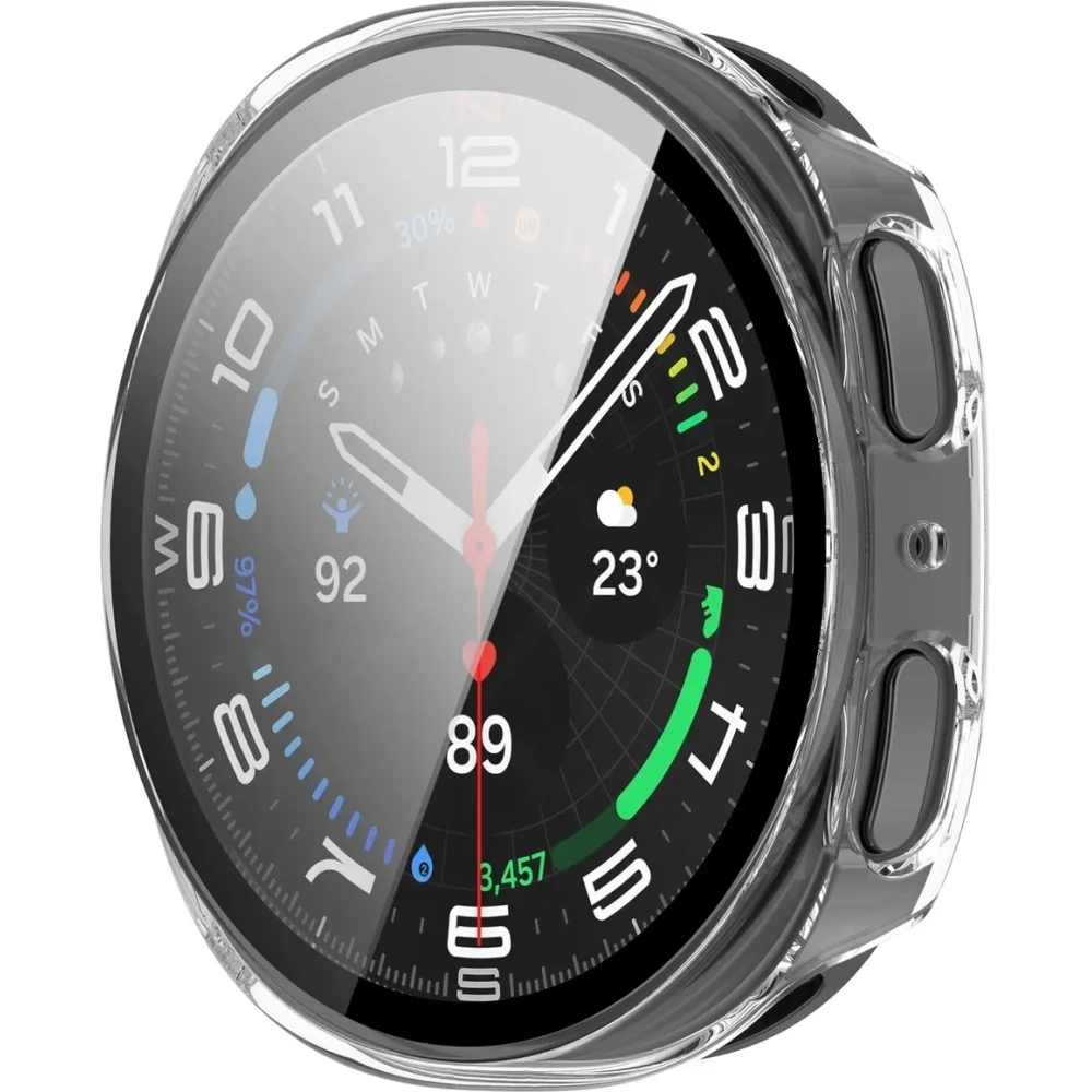 Etui ze szkłem do zegarka Bizon Case+Glass Watch do Samsung Galaxy Watch 8 40mm przeźroczyste