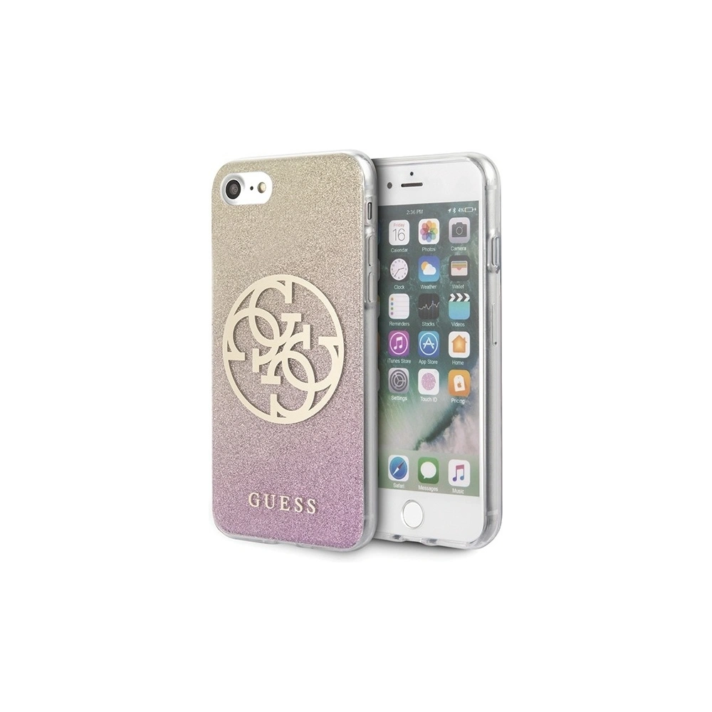 Wholesale Guess GUHCI8PCUGLPGG Apple iPhone SE 2022/SE 2020/8/7 gold pink hard case Glitter Gradient 4G Circle Logo - GUE528RS - {ean13} - Hurt