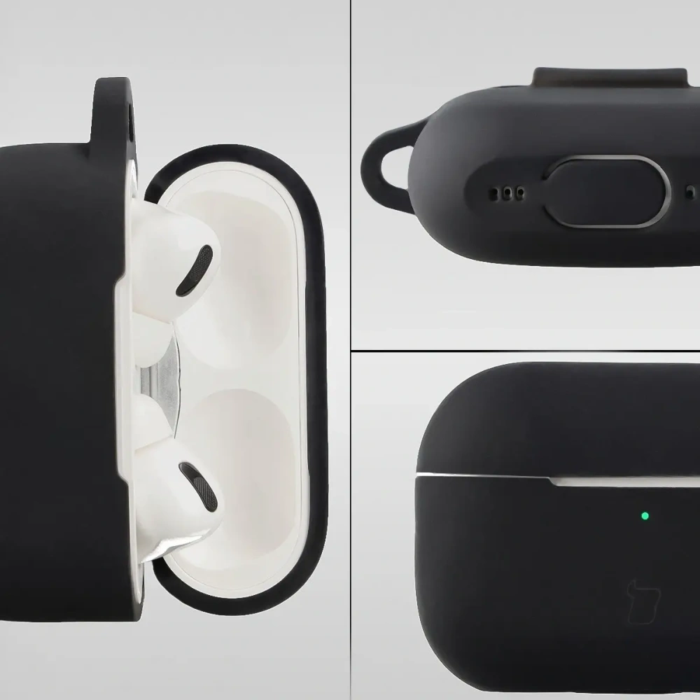 Silikonowe etui z karabińczykiem Bizon Case Headphone Silicone do Apple AirPods Pro 2 czarne