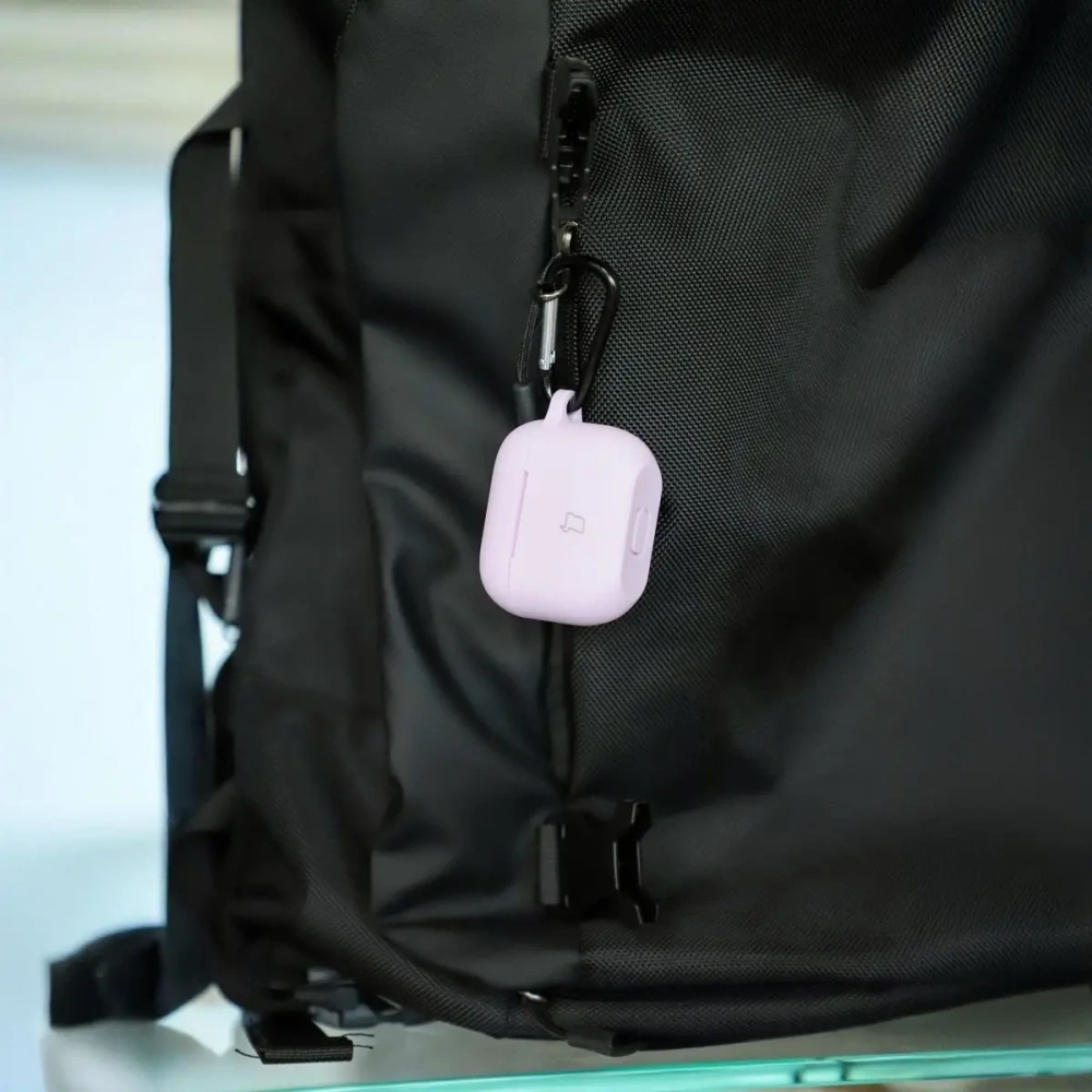 Silikonowe etui z karabińczykiem Bizon Case Headphone Silicone do Apple AirPods Pro 2 lawendowe
