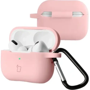 Silikonowe etui z karabińczykiem Bizon Case Headphone Silicone do Apple AirPods Pro 2 jasnoróżowe