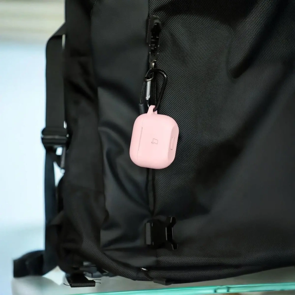 Silikonowe etui z karabińczykiem Bizon Case Headphone Silicone do Apple AirPods Pro 2 jasnoróżowe