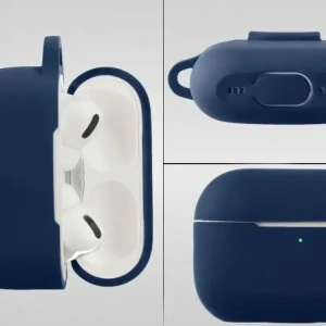 Silikonowe etui z karabińczykiem Bizon Case Headphone Silicone do Apple AirPods Pro 2 granatowe