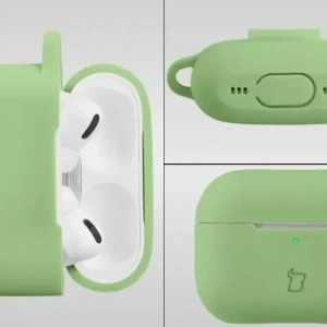 Silikonowe etui z karabińczykiem Bizon Case Headphone Silicone do Apple AirPods Pro 2 jasnozielone