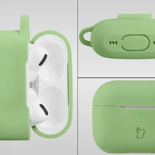 Silikonowe etui z karabińczykiem Bizon Case Headphone Silicone do Apple AirPods Pro 2 jasnozielone