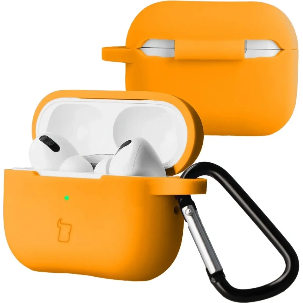 Silikonowe etui z karabińczykiem Bizon Case Headphone Silicone do Apple AirPods Pro 2 marchewkowe