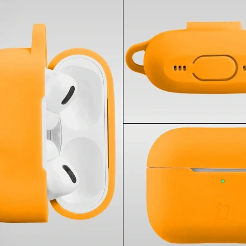 Silikonowe etui z karabińczykiem Bizon Case Headphone Silicone do Apple AirPods Pro 2 marchewkowe