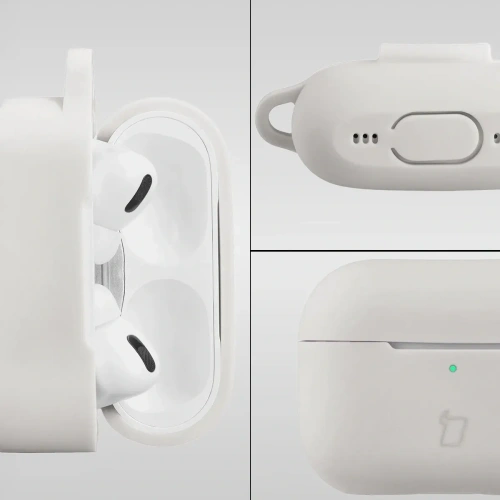 Silikonowe etui z karabińczykiem Bizon Case Headphone Silicone do Apple AirPods Pro 2 białe