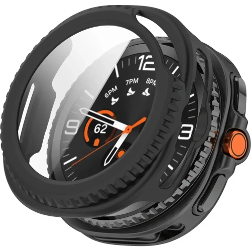 Etui ze szkłem do zegarka Bizon Case+Glass Watch do Samsung Galaxy Watch 8 Classic 46mm matowe czarne