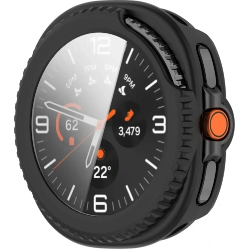 Etui ze szkłem do zegarka Bizon Case+Glass Watch do Samsung Galaxy Watch 8 Classic 46mm matowe czarne