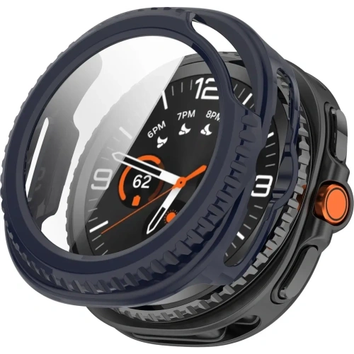 Etui ze szkłem do zegarka Bizon Case+Glass Watch do Samsung Galaxy Watch 8 Classic 46mm niebieskie