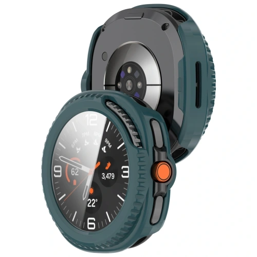 Etui ze szkłem do zegarka Bizon Case+Glass Watch do Samsung Galaxy Watch 8 Classic 46mm zielone