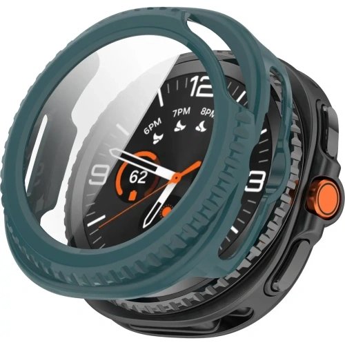 Etui ze szkłem do zegarka Bizon Case+Glass Watch do Samsung Galaxy Watch 8 Classic 46mm zielone