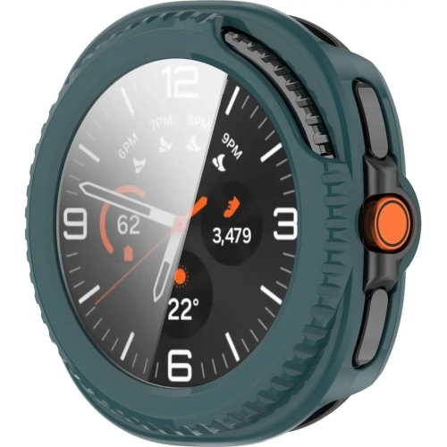 Etui ze szkłem do zegarka Bizon Case+Glass Watch do Samsung Galaxy Watch 8 Classic 46mm zielone