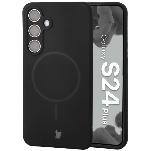 Silikonowe etui z pierścieniem magnetycznym Bizon Soft Case Magnetic do Samsung Galaxy S24+ Plus czarne