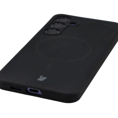Silikonowe etui z pierścieniem magnetycznym Bizon Soft Case Magnetic do Samsung Galaxy S24+ Plus czarne
