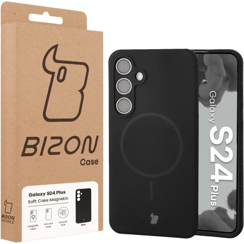 Silikonowe etui z pierścieniem magnetycznym Bizon Soft Case Magnetic do Samsung Galaxy S24+ Plus czarne