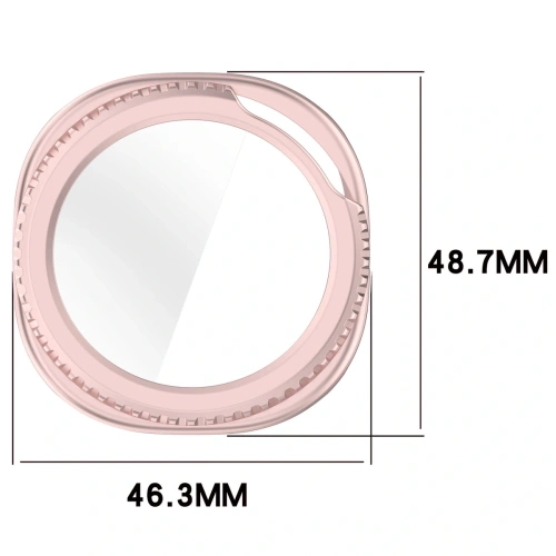 Etui ze szkłem do zegarka Bizon Case+Glass Watch do Samsung Galaxy Watch 8 Classic 46mm satynowo różowe