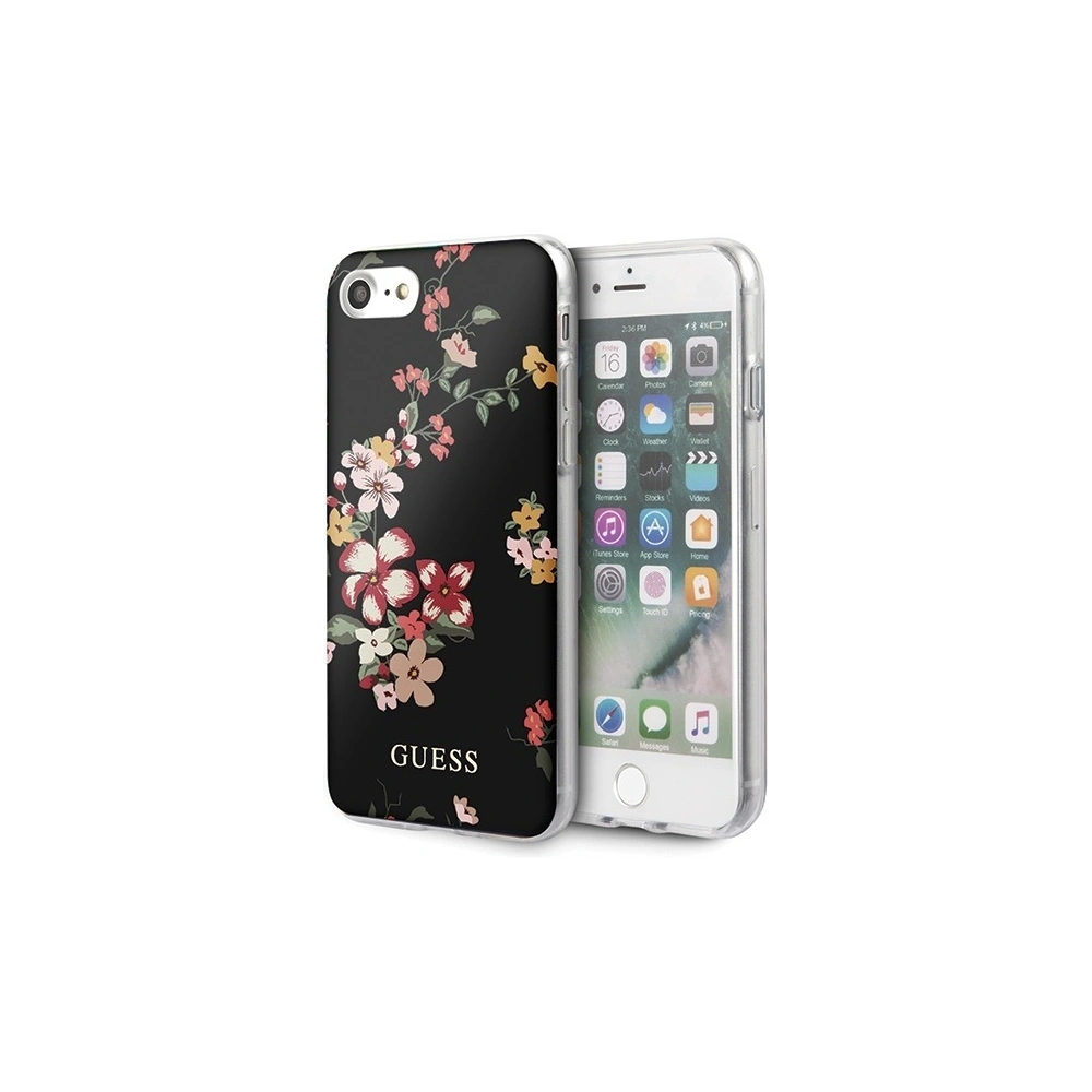 Hurtownia GSM - Etui Guess GUHCI8PCUTRFL04 Apple iPhone SE 2022/SE 2020/8/7 schwarz/black N°4 Flower Collection Shiny - GUE532BLK - {ean13} - Hurt