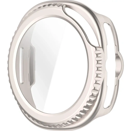 Etui ze szkłem do zegarka Bizon Case+Glass Watch do Samsung Galaxy Watch 8 Classic 46mm szampańskie