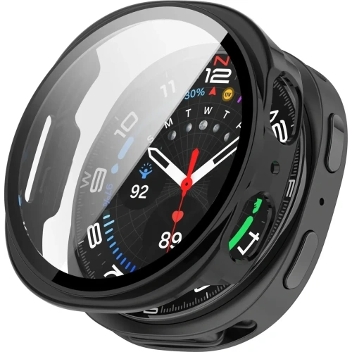 Etui ze szkłem do zegarka Bizon Case+Glass Watch do Samsung Galaxy Watch 8 40mm czarne