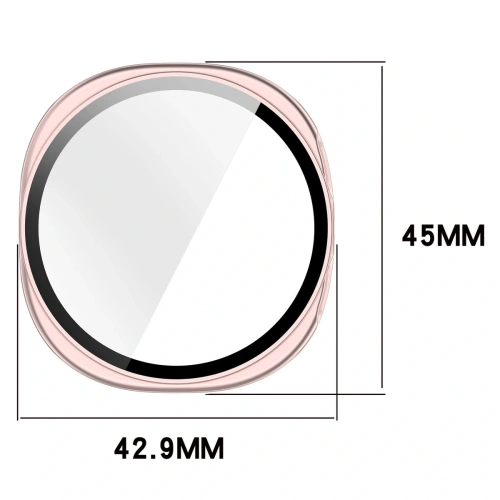 Etui ze szkłem do zegarka Bizon Case+Glass Watch do Samsung Galaxy Watch 8 40mm satynowo różowe