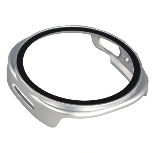 Etui ze szkłem do zegarka Bizon Case+Glass Watch do Samsung Galaxy Watch 8 40mm satynowo srebrne