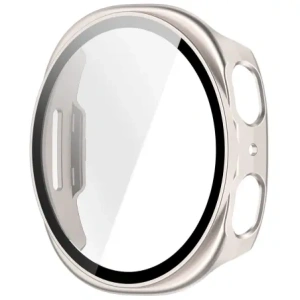 Etui ze szkłem do zegarka Bizon Case+Glass Watch do Samsung Galaxy Watch 8 40mm szampańskie