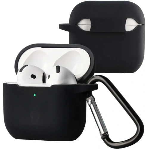 Silikonowe etui z karabińczykiem Bizon Case Headphone Silicone do Apple AirPods 4 czarne