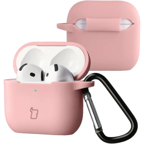Silikonowe etui z karabińczykiem Bizon Case Headphone Silicone do Apple AirPods 4 jasnoróżowe