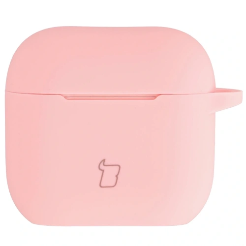Silikonowe etui z karabińczykiem Bizon Case Headphone Silicone do Apple AirPods 4 jasnoróżowe