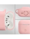 Silikonowe etui z karabińczykiem Bizon Case Headphone Silicone do Apple AirPods 4 jasnoróżowe